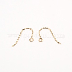 Yellow Gold Filled Earring Hooks, with Horizontal Loop, 1/20 14K Gold Filled, Cadmium Free & Nickel Free & Lead Free, 17x12mm, Hole: 1mm, 21 Gauge, Pin: 0.7mm