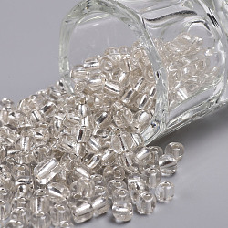 6/0 perline di vetro, foro tondo argento rivestito, tondo, bianco, 4mm, Foro: 1.5 mm, circa 1000pcs/100g