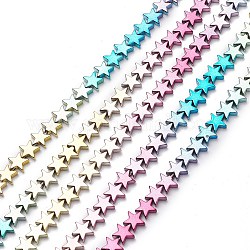 Fili di perline di ematite sintetica non magnetica con placca color arcobaleno, stella, multicolore placcato, 8.5x9x2.5mm, Foro: 1 mm, circa 58pcs/filo, 15.75~16.54 pollice (40~42 cm)