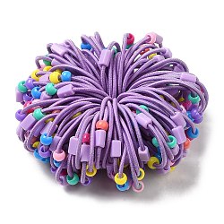 Красочные нейлоновые эластичные резинки для волос для девочек и детей, с пластиковой бисера, средне фиолетовый, 2 мм, внутренний диаметр: 32 мм