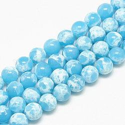 Brins de perles de jaspe impérial synthétiques, ronde, bleu profond du ciel, 10mm, Trou: 1mm, Environ 40 pcs/chapelet, 15.7 pouce