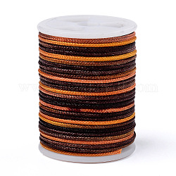 Hilo de poliéster teñido en segmentos, cordón trenzado, colorido, 1.5mm, alrededor de 5.46 yarda (5 m) / rollo