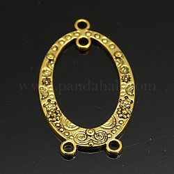 Tibetan Style Alloy Chandelier Component Links, 3 Loop Connectors, Lead Free and Cadmium Free, Oval, Antique Golden, 39x23x3mm