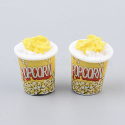 Perline di resina, con adesivi, Senza Buco / undrilled, popcorn, cibo imitazione, giallo, 24x18mm