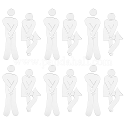 Selbstklebendes 3D-Kunststoff-Spiegel-WC-Schild mit Mann- und Frauenmuster, DIY-Aufkleber mit gekreuzten Beinen für die Toilette, Badezimmer, Silber, 11.5~111x7~53x0.5 mm, 9 Stück / Set