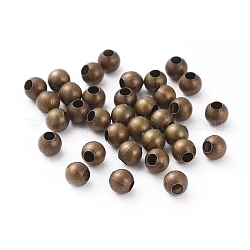 Perles séparateurs en laiton, perles rondes sans soudure, couleur de bronze antique, environ 4 mm de diamètre, Trou: 1.8mm