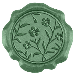 CHGCRAFT 50Pcs Flower Pettern Wax Seal Stickers Envelope Seal Stickers Wedding Invitation Envelope Seals Self Adhesive Stickers for Party Invitation Wrapping, Sea Green,1.18inch