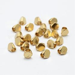 Brass Beads, Nickel Free, Raw(Unplated), 6.5x6.5x6mm, Hole: 3mm