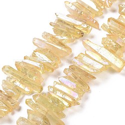 Brins de perles de cristal de quartz naturel, teinte, pépites, champagne jaune, 15~30x4~8x4~7mm, Trou: 1mm, 8 pouce