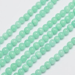 Natürliche Malaysia Jade Perlen Stränge, Nachahmung amazonite, Runde, gefärbt, Aquamarin, 4 mm, Bohrung: 0.8 mm, ca. 92 Stk. / Strang, 15 Zoll
