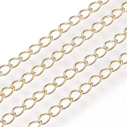 Soldered Brass Curb Chains, with Spool, Nickel Free, Real 18K Gold Plated, 3.4x2.2x0.5mm, about 98.42 Feet(30m)/roll