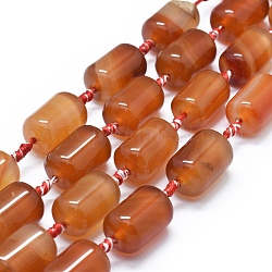 Natural Carnelian Beads Strands, Dyed & Heated, Column, Chocolate, 20~21x13~14mm, Hole: 2.5mm, about 13pcs/strand, 14.5 inch~15.3 inch(37~39cm)