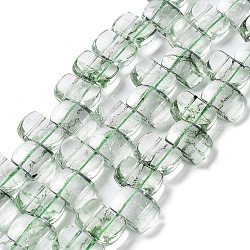 Brins de perles d'imitation de pierres précieuses en verre transparent, rectangle, vert de mer foncé, 17x12.5x7.5~8mm, Trou: 1.2mm, Environ 28 pcs/chapelet, 13.78 pouce (35 cm)