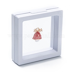Boîte d'affichage de bijoux de suspension de film mince de pe transparent carré, pour bague collier bracelet boucle d'oreille stockage, blanc, 7x7x2 cm