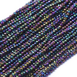 Électrodéposer des brins de perles spinelles noires naturelles, facette, ronde, multi-couleur plaquée, 2~2.5mm, Trou: 0.5mm, Environ 156 pcs/chapelet, 15.35 pouce (39 cm)