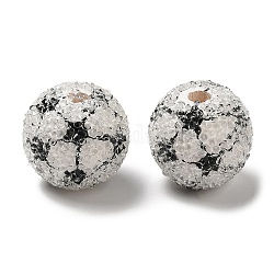 Perles européennes en bois peint par pulvérisation avec strass, Perles avec un grand trou   , ronde, noir, 18x16.5mm, Trou: 4.1mm