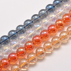 Hebras de perlas de cuarzo sintético galvanizado, redondo, color mezclado, 3mm, agujero: 1 mm, aproximamente 135 pcs / cadena, 15.7 pulgada