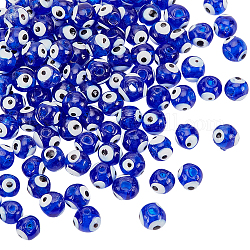 Nbeads 100 pieza de cuentas de vidrio contra el mal de ojo, Cuentas de Murano hechas a mano de 8mm, cuentas espaciadoras de ojo malvado turco, cuentas sueltas redondas de ojo malvado para pulseras, collar, fabricación de joyas, azul