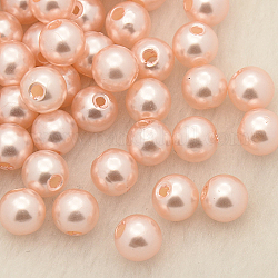Perles acryliques de perles d'imitation, teinte, ronde, rose, 16x15.5mm, Trou: 2mm, environ 250 pcs / livre