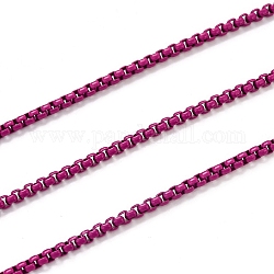 Cadenas de latón pintadas con spray, cadenas venecianas, con carrete, sin soldar, de color rosa oscuro, 2x2.5x2.5mm