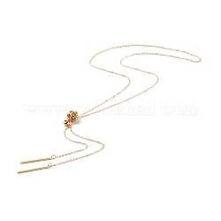 Ожерелье с подвеской-слайдером Rondelle с кристаллами и стразами с цепочками из латунного кабеля для женщин, золотые, 31.5 дюйм (80 см)