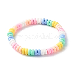 Pulseras elásticas hechas a mano con cuentas de arcilla polimérica para niños., colorido, diámetro interior: 2-1/8 pulgada (5.3 cm)