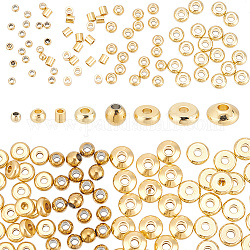 Aricraft 160 pièces 8 styles 304 perles d'espacement en acier inoxydable, formes mixtes, or, 2~6x1.5~3.5mm, Trou: 1~1.8mm, 20 pièces / style