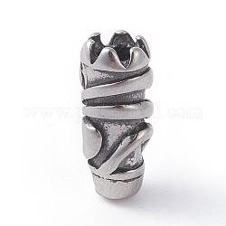 304 Edelstahlkugeln, Kolumne, Antik Silber Farbe, 14.5x5~6 mm, Bohrung: 3.5 mm