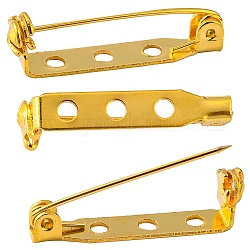 Fornituras de broche de hierro, espalda pasadores de barras, dorado, 27 mm de largo, 5 mm de ancho, 7 mm de espesor, agujero: aproximamente 2 mm, pin: 0.8 mm