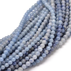 Natural Blue Aventurine Round Bead Strands, Dyed, 4mm, Hole: 1mm, about 98pcs/strand, 16 inch