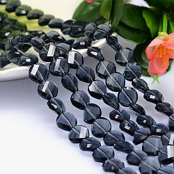 Faceted Flat Round Imitation Austrian Crystal Bead Strands, Grade AAA, Dark Blue, 6x3~5mm, Hole: 0.7~0.9mm, about 68pcs/strand, 15.7 inch
