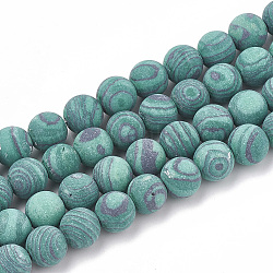 Chapelets de perles en malachite synthétique, mat, ronde, 8mm, Trou: 1mm, Environ 47 pcs/chapelet, 15.5 pouce