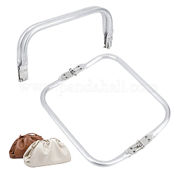 CHGCRAFT 2Pcs 200mm Aluminum Purse Frame Kiss Clasp Internal Tubular Frame Square-Shaped Assembled Bag Clutch Frame for DIY Craft Dinner Pouch Bag, Open 180x200x10mm