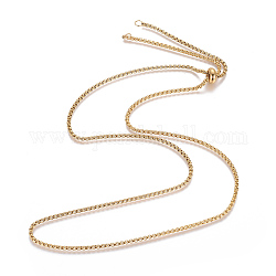 Adjustable 304 Stainless Steel Slider Necklaces, with Box Chains and Slider Stopper Beads, Golden, 29.5 inch(75cm), 2.5mm