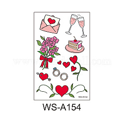 Removable Temporary Water Proof Tattoos Paper Stickers, Valentine's day Themed Pattern, 12x7.6cm