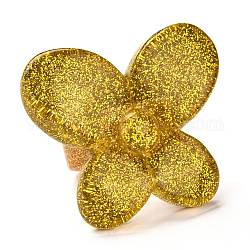 Bagues en acrylique, style rétro, avec de la poudre de paillettes, papillon, verge d'or, 6.5~36mm, diamètre intérieur: 18 mm, papillon: 36 mm