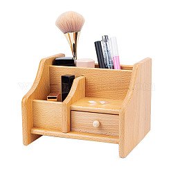 Boîte d'organisateur de stockage de tiroir cosmétique en bois de hêtre, pour un rangement soigné et organisé des outils de maquillage, petits accessoires, burlywood, 14.3x18.9x16.4mm