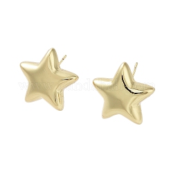 Boucles d'oreilles étoiles en laiton, Plaqué longue durée, sans plomb et sans cadmium, véritable 18k plaqué or, 19x19mm