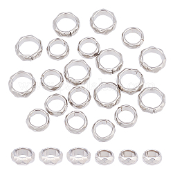 UNICRAFTALE 20pcs Stainless Steel Spacer Beads Not Closed Leather Rope Bracelet Connecting Beads 6~7.5mm Inner Flat Round Large Crimp Bead Jewelry Connector for Jewelry Making