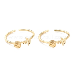 Adjustable Brass Cuff Rings, Open Rings, Rose, Real 18K Gold Plated, US Size 5 1/2(16.1mm), Inner Diameter: 16mm
