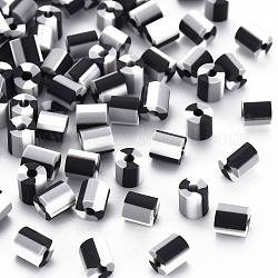 Manuell Polymer Ton Perlen, 3 Ton, Kolumne, schwarz & weiß & grau, 5x2.5~6.5 mm, Bohrung: 1.8 mm