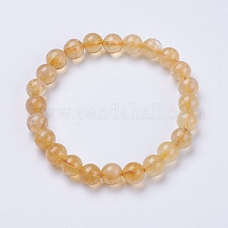 Citrine naturelle bracelets extensibles de perles, ronde, 2 pouce (52 mm)