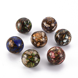 Perles de bronzite naturelles assemblées et de jaspe impérial synthétique, pas de trous / non percés, ronde, teinte, 29~30mm