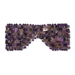 Natural Amethyst Woven Eye Mask, for Relieving Eye Bags and Dark Circles, Yoga Meditation Tools, 210~220x90~100x5~7mm