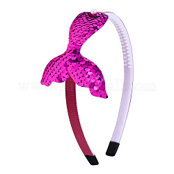 Umkehrbare Fischschwanz-Stoffbänder mit Pailletten, Haar-Accessoires für Mädchen, cerise, 5.5x4.5 Zoll (139.7x114 mm)