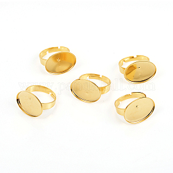 調整可能201ステンレススチール製指輪パーツ  パッドリングベースパーツ  オーバル  ゴールドカラー  トレイ：18.5x13.5mm  17.5mm