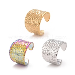 Chapado iónico (ip) 304 anillo de puño abierto de acero inoxidable, anillo texturizado de banda ancha para mujer, color mezclado, nosotros tamaño 9 (18.9 mm)