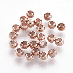 201 perline in acciaio inossidabile, rondelle, oro roso, 2.9x4mm, Foro: 1.8 mm