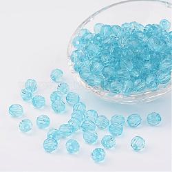 Transparente Acryl Perlen, facettiert, Runde, Licht Himmel blau, 8 mm, Bohrung: 1.5 mm, ca. 1800 Stk. / 500 g