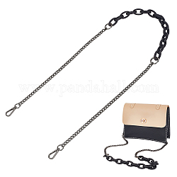 Акриловые и железные цепные ремни для сумок, с поворотными застежками сплава, металлический черный, 119.1 см